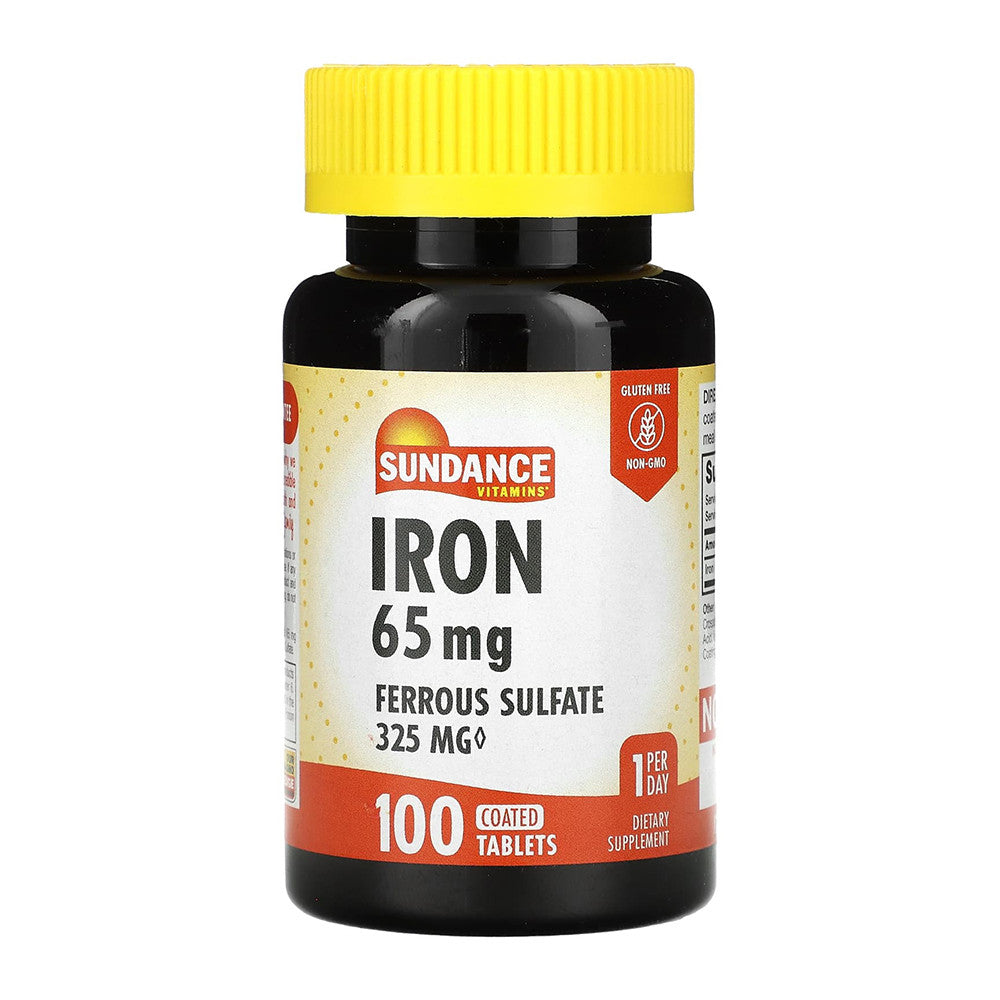 Sundance Vitamins Supplement Iron And Ferrous Sulfate Coated Tablets 65 Mg, 100 Ea